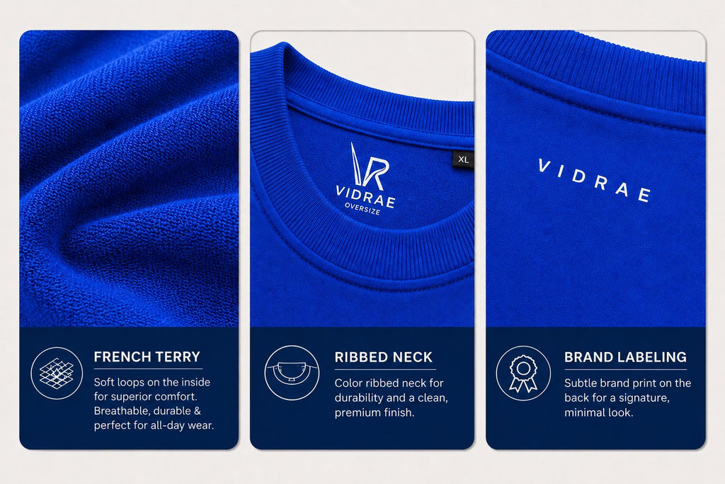 VIDRAE ROYAL BLUE OVERSIZED TEES