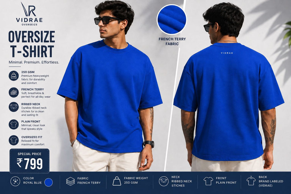 VIDRAE ROYAL BLUE OVERSIZED TEES
