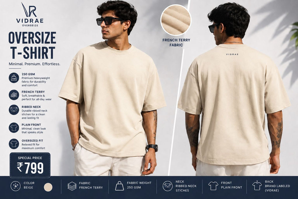 VIDRAE BEIGE OVERSIZED TEES