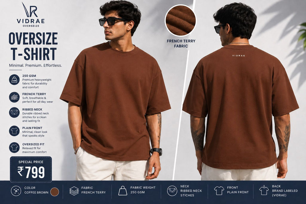 VIDRAE BROWN OVERSIZED TEES