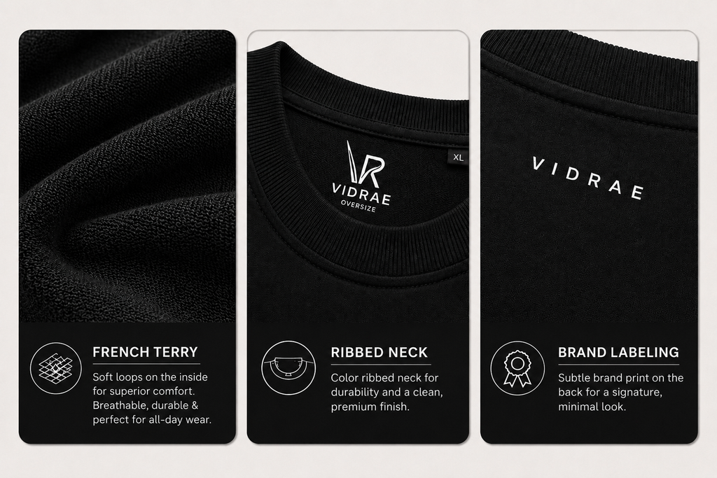 VIDRAE BLACK OVERSIZED TEES