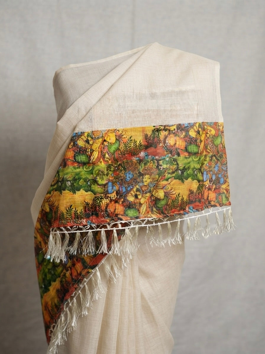 Light Tissue Mural Saree