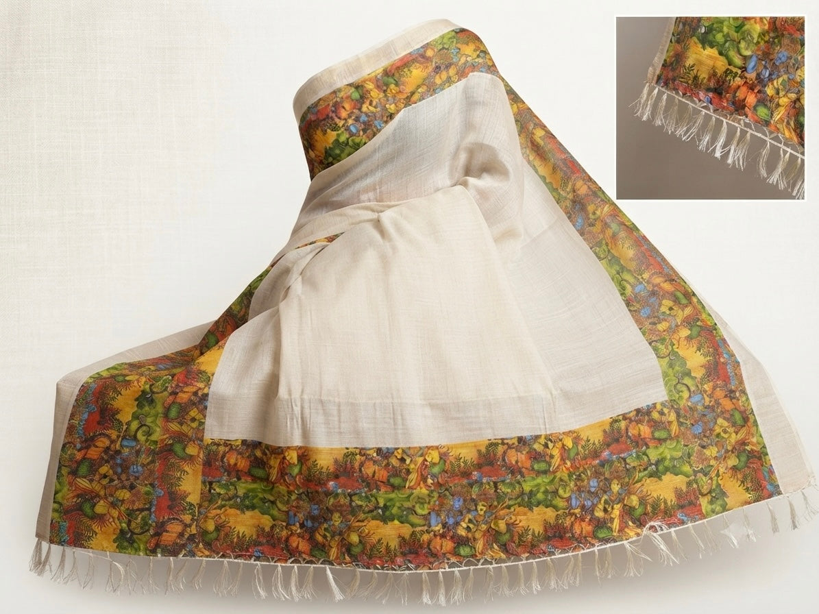 Light Tissue Mural Saree